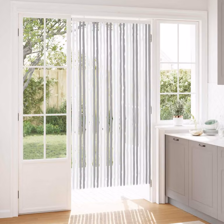 Tenda per insetti a righe in chenille e poliestere vidaXL, Grigio chiaro e bianco, L: 200 cm x H: 100 cm