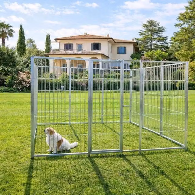 Box per cani da esterno SIDERBOX in metallo zincato nero e argento L: 300 cm, P: 300 cm, H: 180 cm