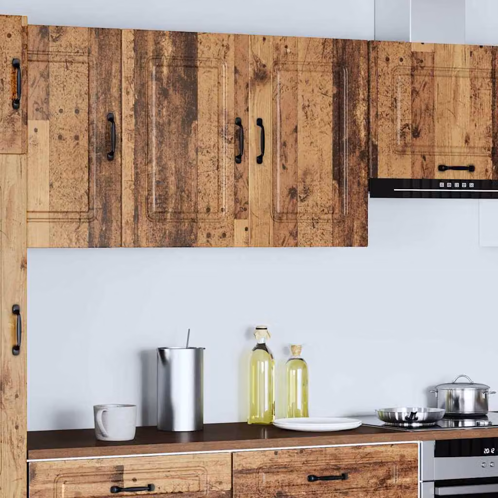 Pensile da cucina vidaXL Kalmar in legno multistrato marrone con ante a battente e ripiani interni, stile rustico