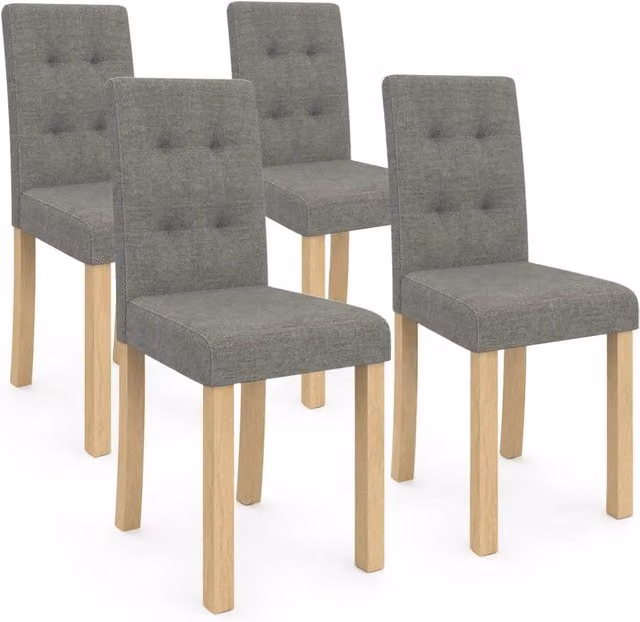 Set di 4 sedie da pranzo imbottite IDMarket POLGA grigie in stile scandinavo