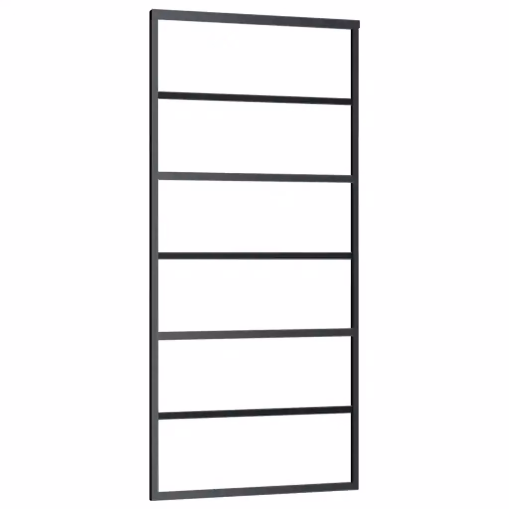 Porta Scorrevole Moderna vidaXL in Vetro Trasparente e Alluminio, Colore Nero, L 90 cm x H 205 cm – 2