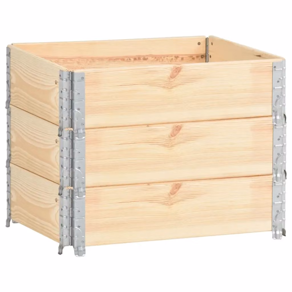 Collari per Pallet vidaXL in Legno Massello di Pino, Set da 3 pezzi, Colore Marrone/Beige, L/P: 60 x 80 cm – 2