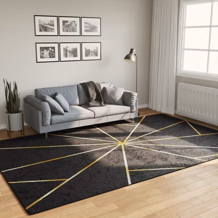 Tappeto lavabile vidaXL moderno con motivo geometrico nero e oro L: 300 cm, P: 190 cm