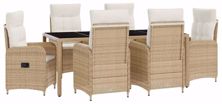 Set da pranzo per esterni 7 pcs Beige e Bianco Crema