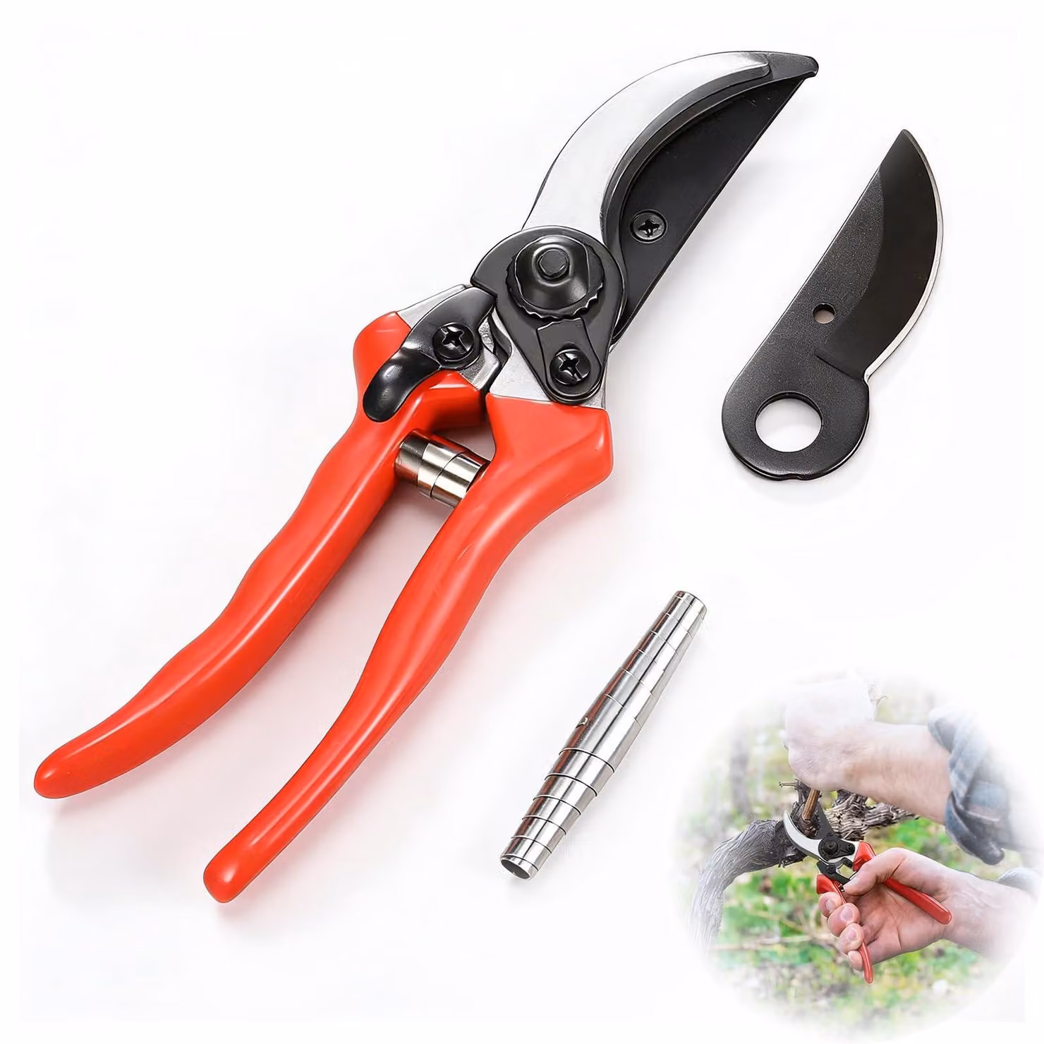 Omgoods - Forbici da giardino professionali con lama Acciaio al carbonio - Forbici da potatura a bypass per fiori e piante