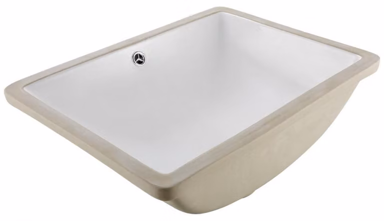 Lavello da cucina in Vetroceramica da incasso - Lavabo rettangolare - 515x385x190 mm - Bianco
