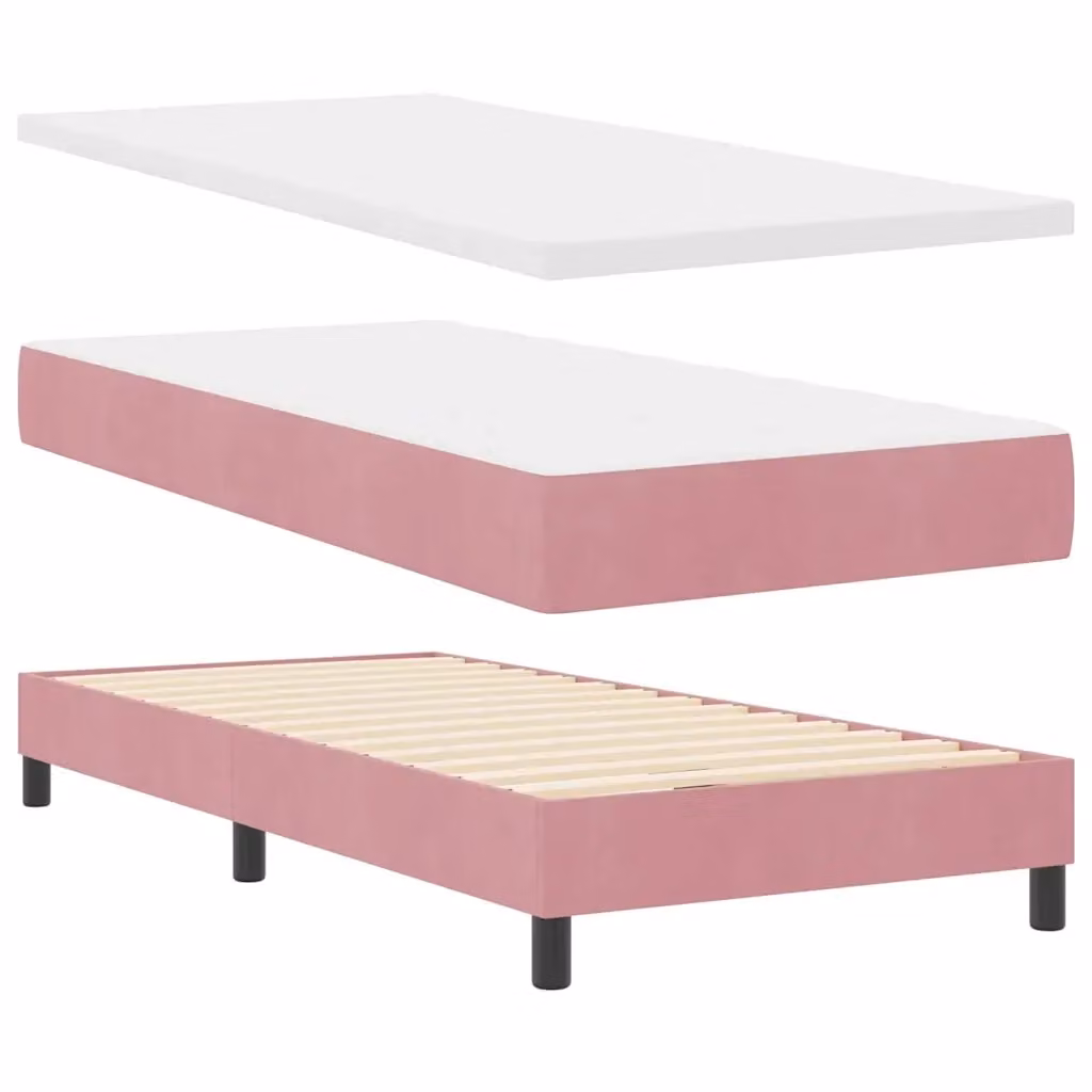 Letto a molla con illuminazione LED vidaXL in velluto rosa L: 100 cm, P: 200 cm – 2