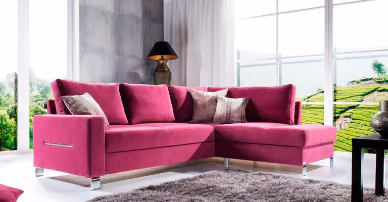Design Ecksofa L-Form Sofa Couch Polster Schlafsofa Textil Bettfunktion Kasten