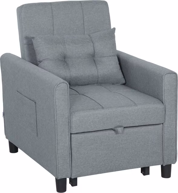 Divano Letto Pieghevole Convertibile HOMCOM con Schienale Regolabile e Cuscino, Grigio – 1