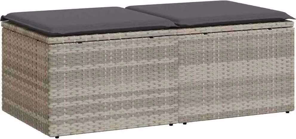 Divano Giardino 2pz con Cuscini Grigio Chiaro Polyrattan Acacia