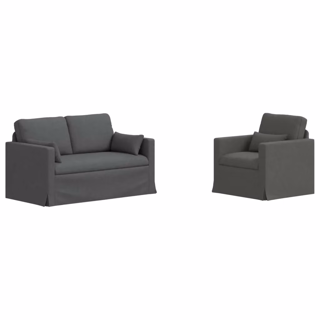 Set di 2 divani angolari vidaXL in tessuto grigio scuro e nero con struttura in metallo L/P/H: 139 x 78 x 80 cm – 2