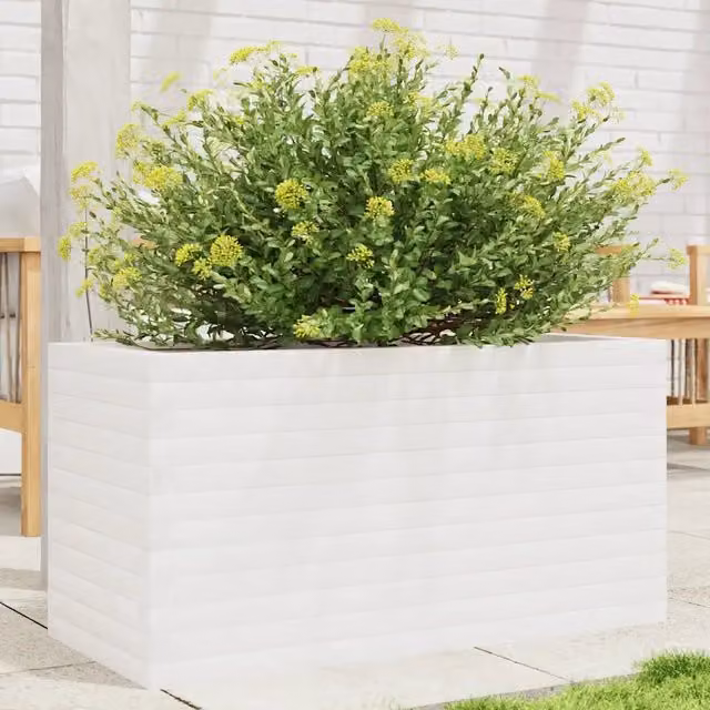 Fioriera da giardino vidaXL in legno bianco L: 90 cm, P: 40 cm, H: 45,5 cm