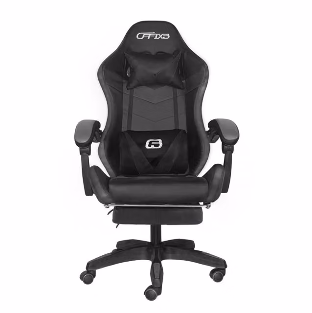 Sedia Gaming GIORDANOSHOP con Poggiapiedi e Poggiatesta in Similpelle Nero