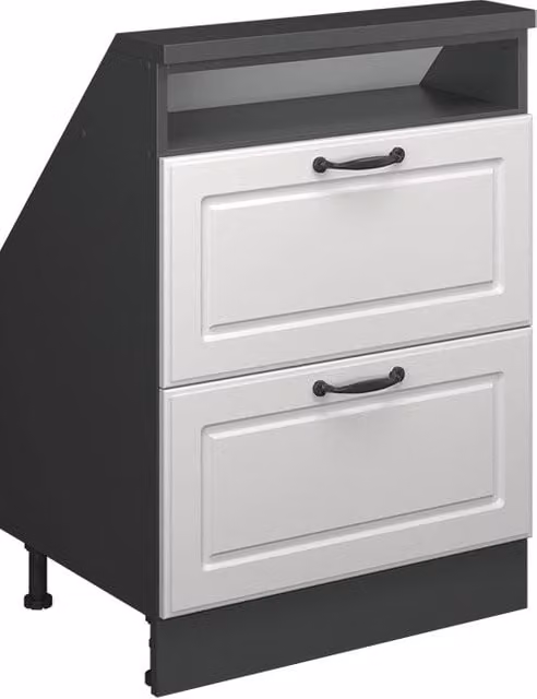 Mobile sottotetto Vicco Rion Bianco rustico e Antracite con cassetti e ripiani, L: 60 cm, P: 46 cm, H: 83,8 cm