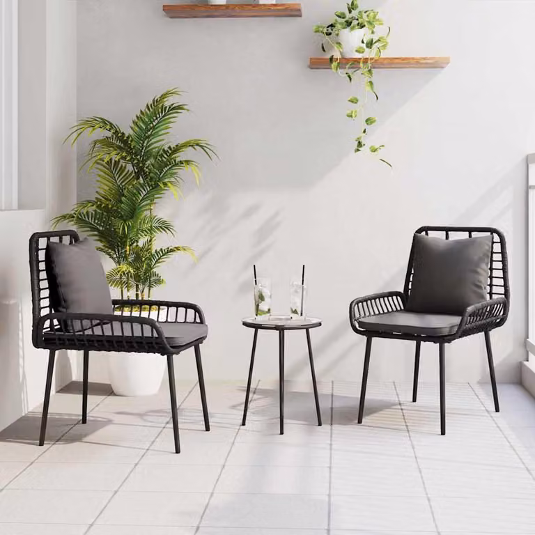 Maison Exclusive - Set da giardino per esterni, composto da 3 pezzi, in rattan sintetico nero e antracite