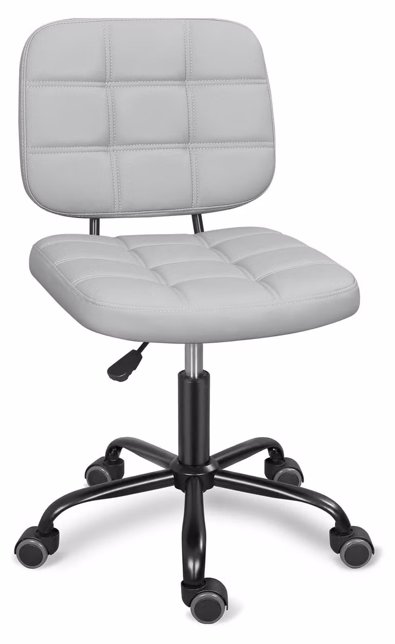 Sedia da ufficio, sedia da ufficio senza braccioli, con ruote, ergonomica, moderna, regolabile in altezza, grigia