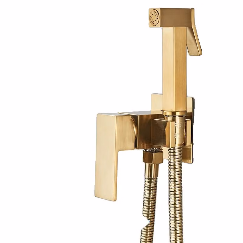 Miscelatore per bidet, finitura oro spazzolato, design a parete, oro spazzolato A