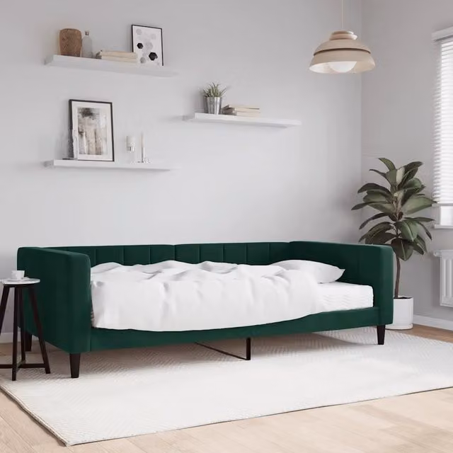 Divano Letto con Materasso Verde Scuro 100x200 cm in Velluto 3196676