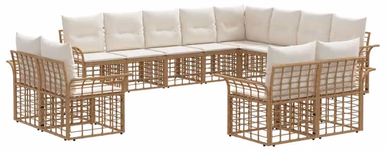 Set di divani da esterno 12 pcs Naturale e Bianco Crema