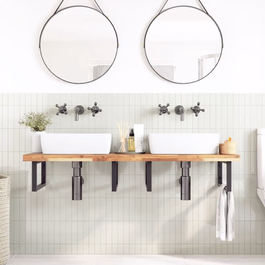 Piano da Bagno Non Trattato 160x50x4cm Legno Massello di Acacia