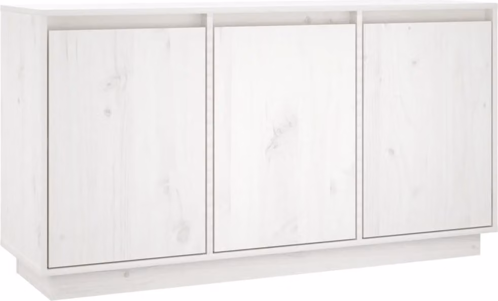 Credenza Bianca 111x34x60 cm in Legno Massello di Pino