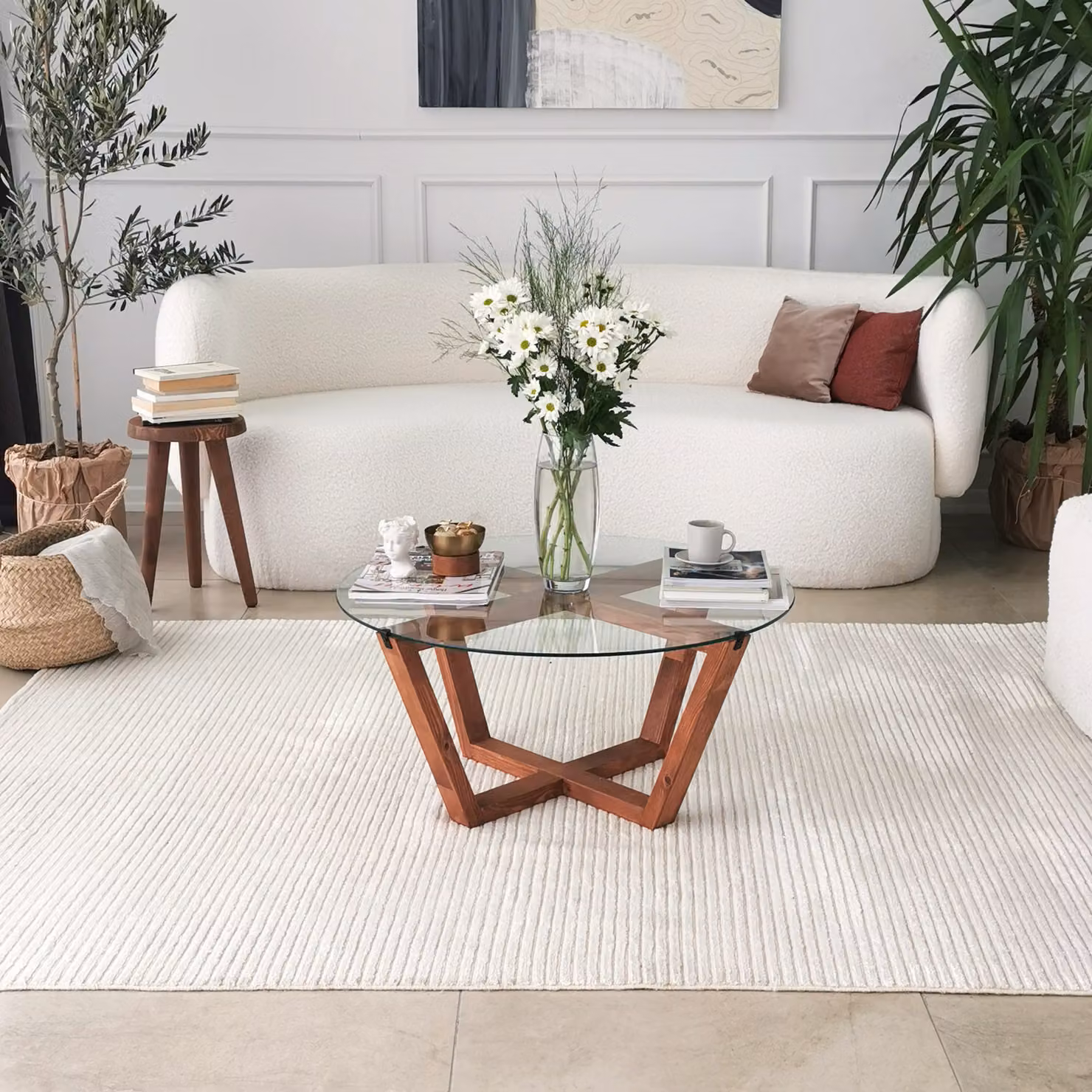 Skye Decor, Lotus- LotusVCT, tavolini in legno, 35x75x75 cm, 100% vetro temperato