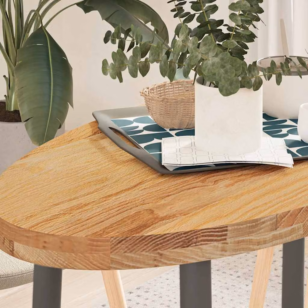 Piano Tavolo Ovale in Rovere Massello vidaXL, Marrone Chiaro, L: 100 cm, P: 50 cm, H: 4 cm
