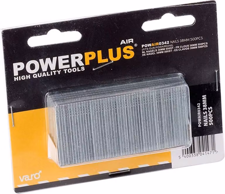 Chiodi pneumatici Powerplus 500 pezzi L 38 mm G16 Chiodi di ricambio per chiodatrici pneumatiche
