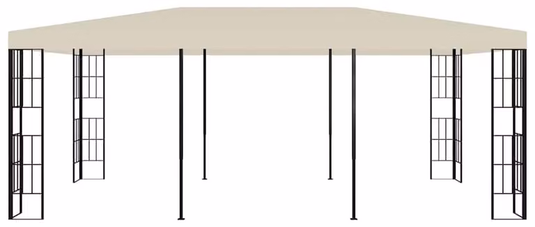 Gazebo da esterno 6 x 3 metri, color crema, con struttura in acciaio e copertura in poliestere. Pergola rettangolare