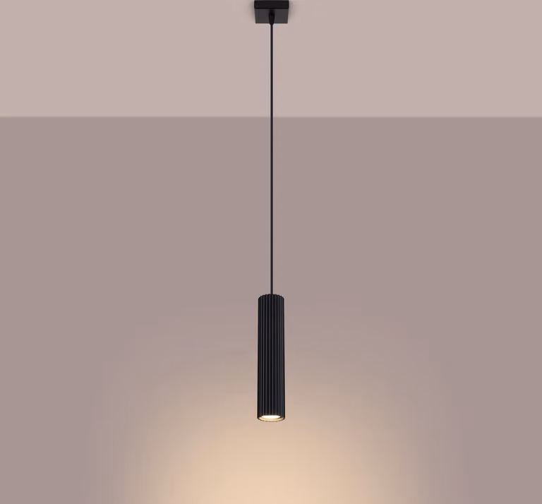 Luce a sospensione Alluminio L: 8 cm H: max. 118 cm Nero GU10 Luce a sospensione moderna