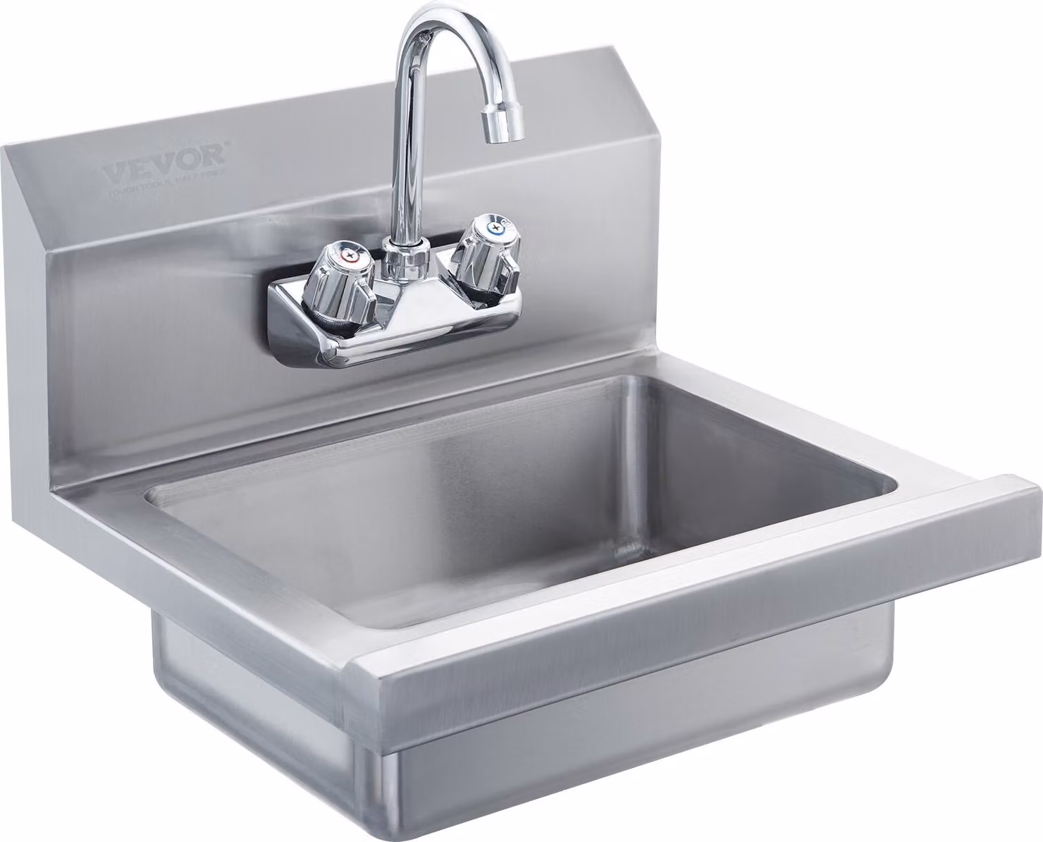 Lavamano commerciale con rubinetto, lavabo in acciaio inox, lavamano piccolo, lavamano a parete, lavabo per ristorante, cucina, bar, garage e casa