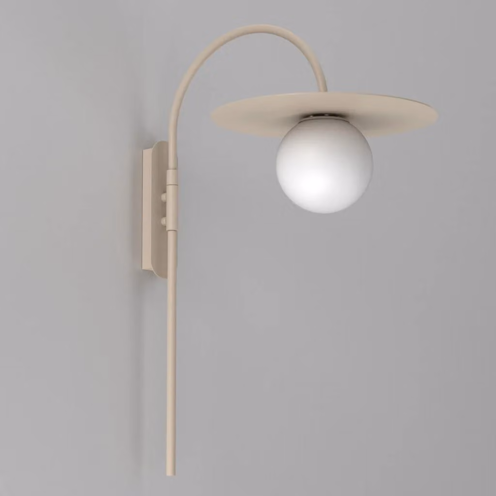 Applique decorativa Flat Luminex beige con sfera bianca E27 in metallo e vetro – 2