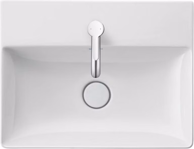 Duravit DuraSquare - Lavabo compatto per mobili, 500x400 mm, 1 foro per rubinetto, DuraCeram, bianco 2356500041