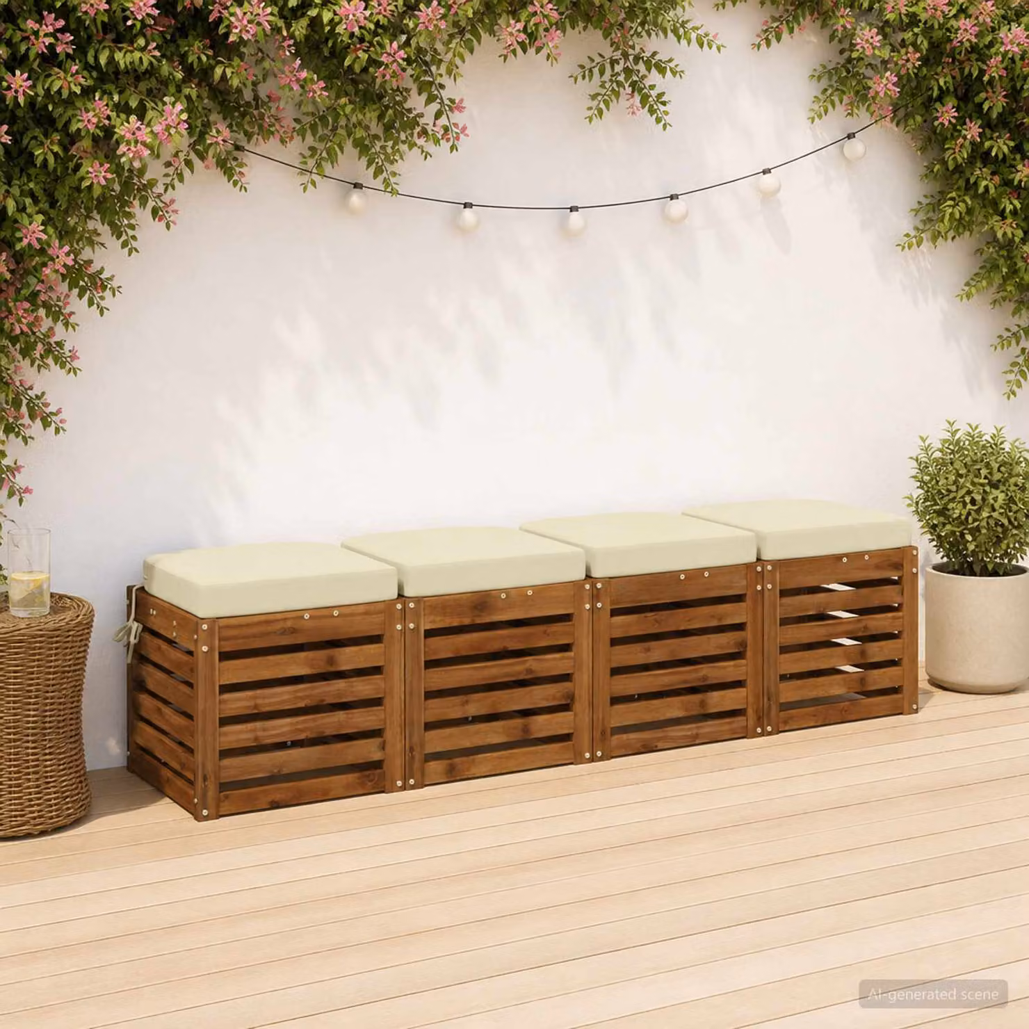 Set di 4 cuscini per sedile vidaXL SOEST in poliestere, colore beige