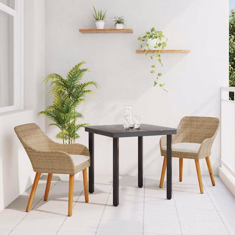 Maison Exclusive - Set da Pranzo per Giardino con cuscino 3 pcs Beige polyrattan