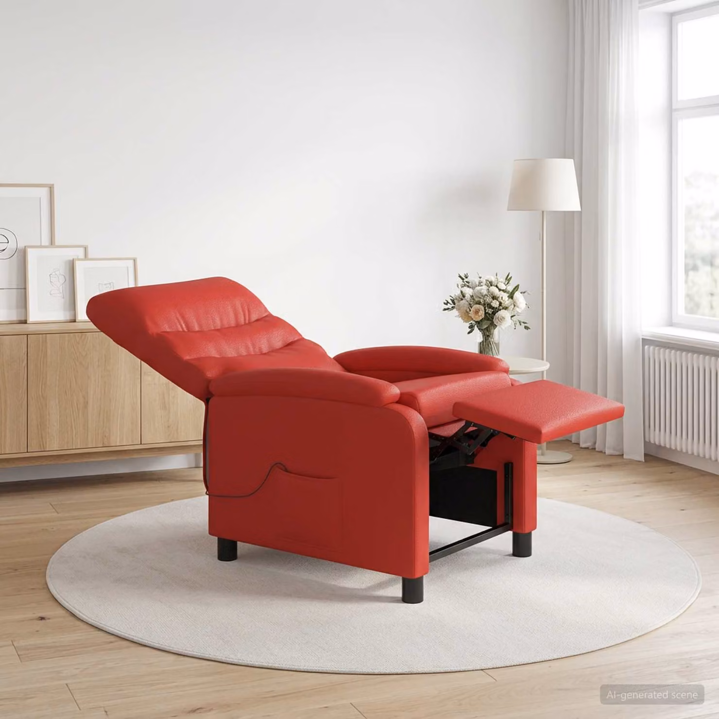 vidaXL Poltrona Relax Recliner in Similpelle Rossa con Imbottitura in Schiuma