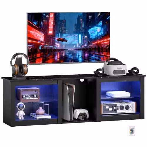 HOMCOM TV-Mobile con Luci LED per TV fino a 70 Pollici 160 cm Nero