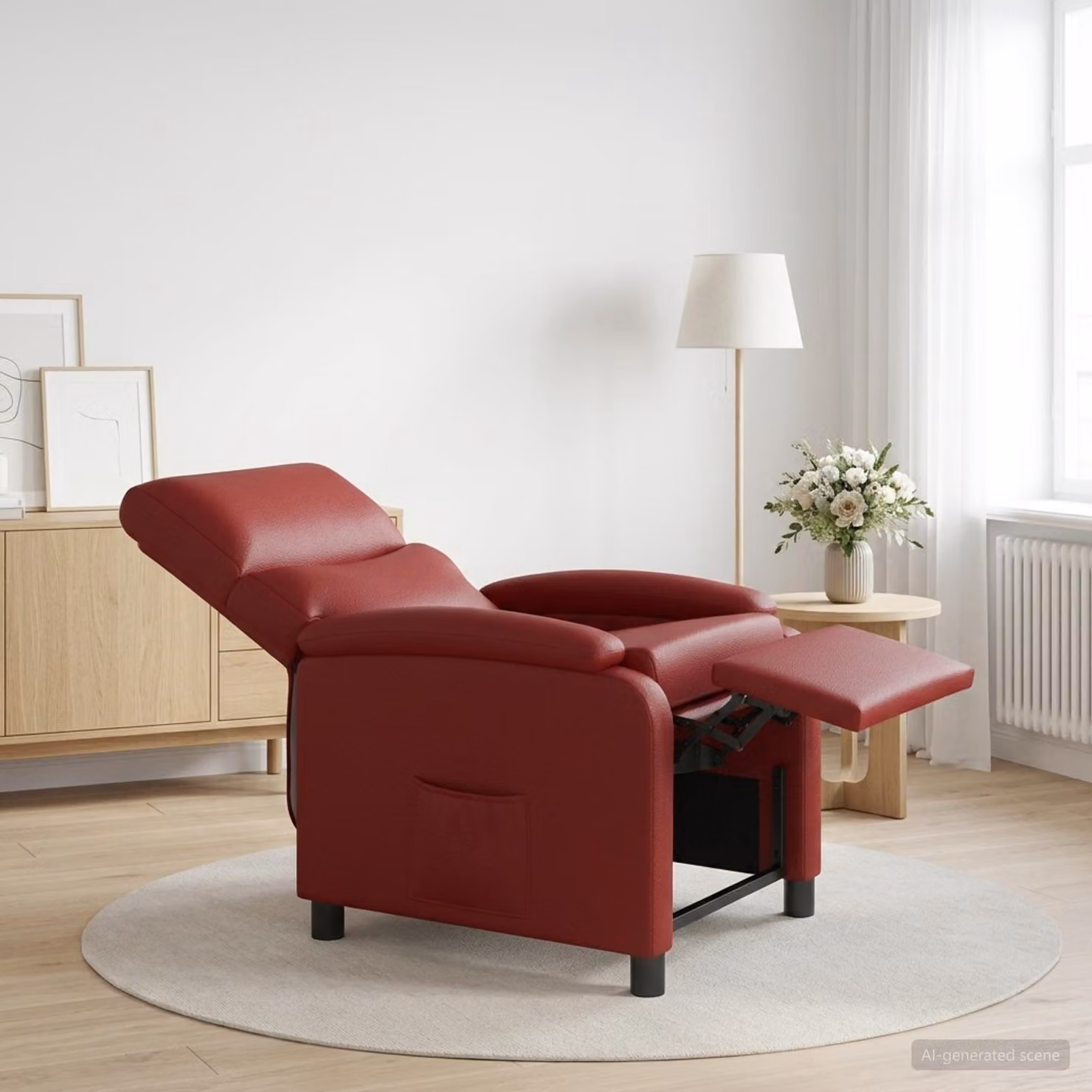 Poltrona reclinabile relax vidaXL in similpelle rossa per soggiorno e ufficio in casa