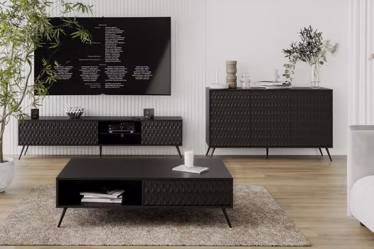 Wohnzimmer Set Modern Holzmöbel TV-Lowboard + Sideboard Luxuriöses Couchtisch