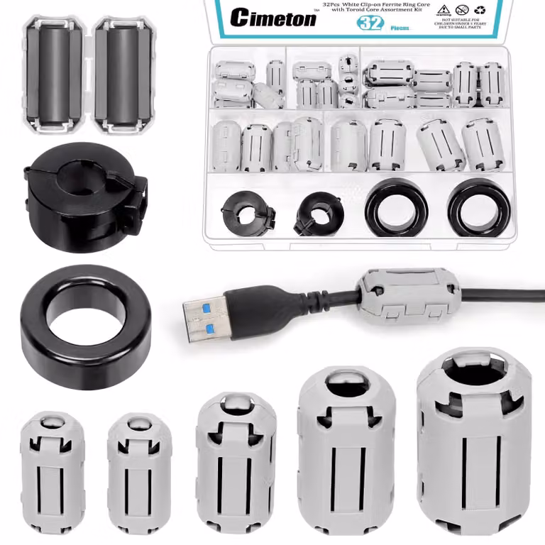 Set di nuclei ferromagnetici, 31 pezzi, 5 dimensioni, da fissare, 3,5–13 mm