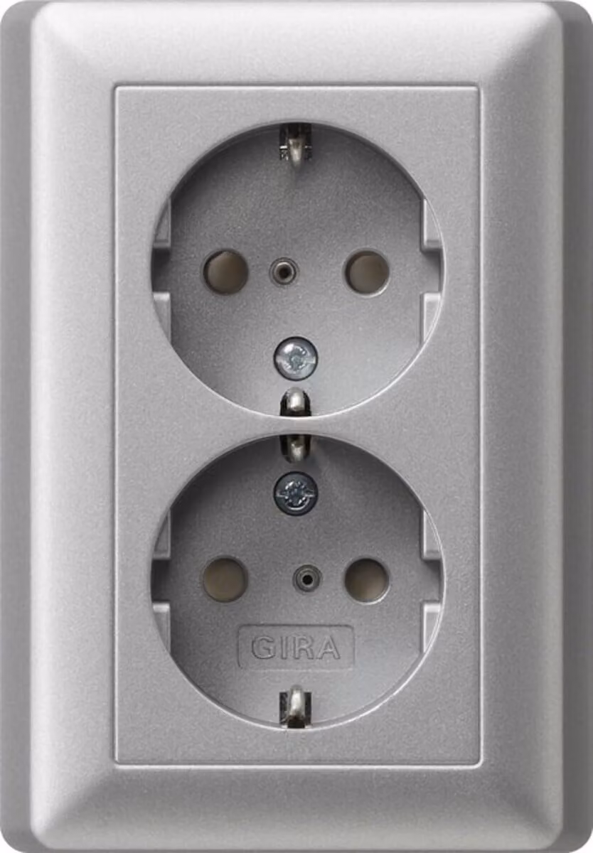 Gira 078326 Presa doppia SCHUKO KS Sistema 55 Colore alluminio
