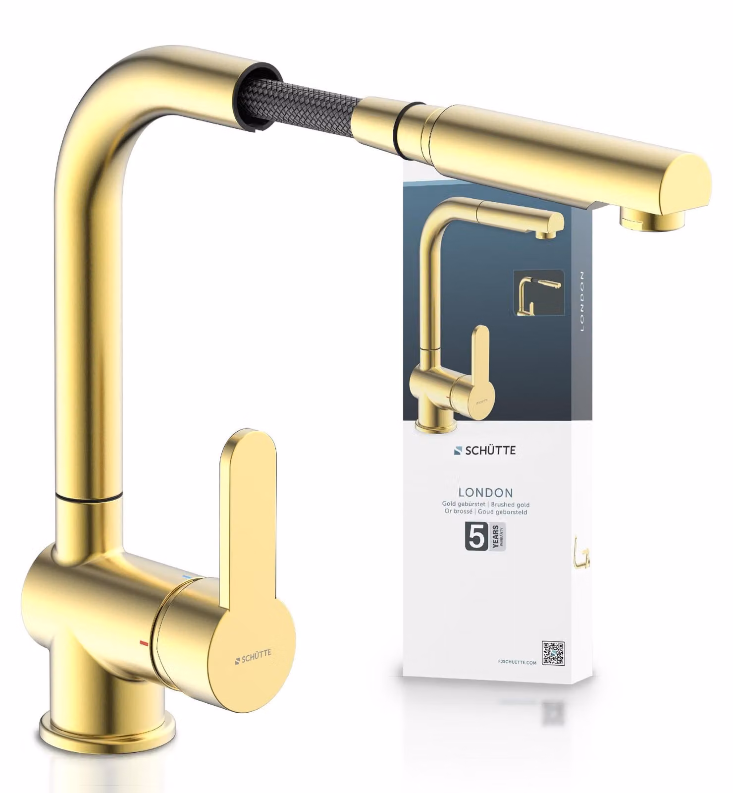 79770U LONDON Miscelatore per lavello, oro spazzolato, con bocca estraibile