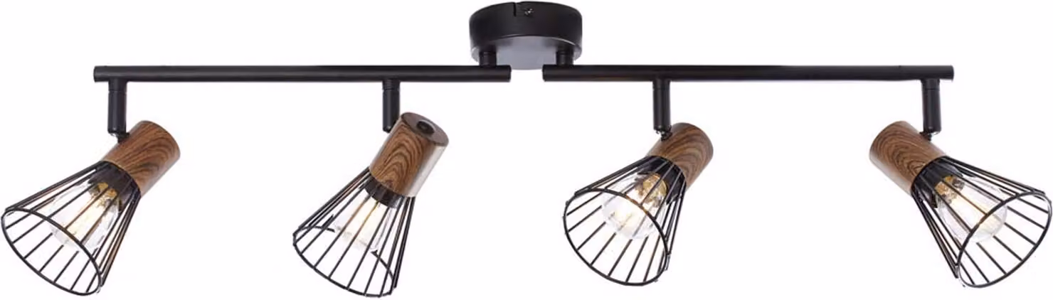 Lampada BRILLIANT Manama spot tube 4flg legno scuro/nero opaco | 4x D45, E14, 18W, adatto per lampade a goccia (non incluse) | teste orientabili / bracci orientabili