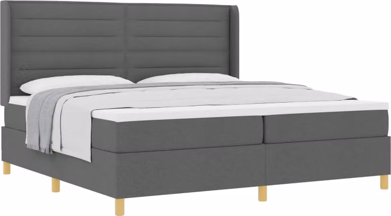 Letto a molle con materasso Grigio scuro 200 x 200 cm Tessuto