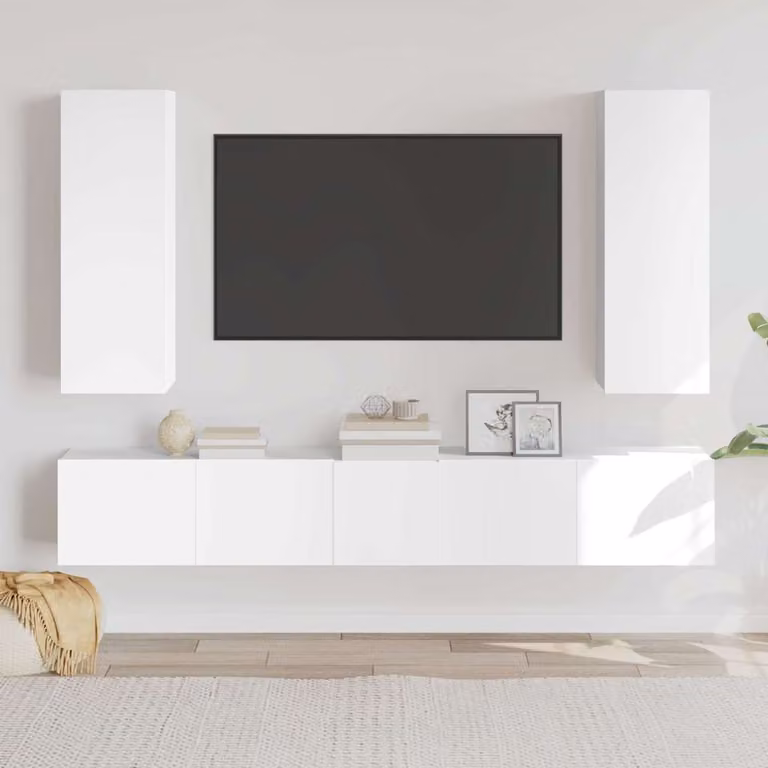 Set di Mobili Porta TV 5 pz vidaXL Bianco in Legno e MDF