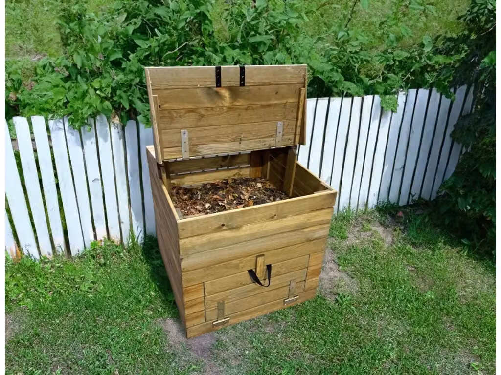 Compostiera in legno Douglas marrone HABITAT ET JARDIN L/P/H: 80 x 80 x 85 cm – 2
