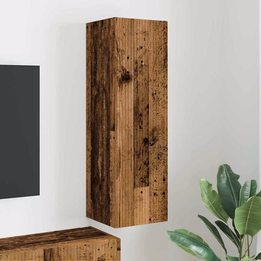 Mobile TV da parete vidaXL in legno vecchio marrone, stile moderno, L: 30 cm, P: 31 cm, H: 100 cm