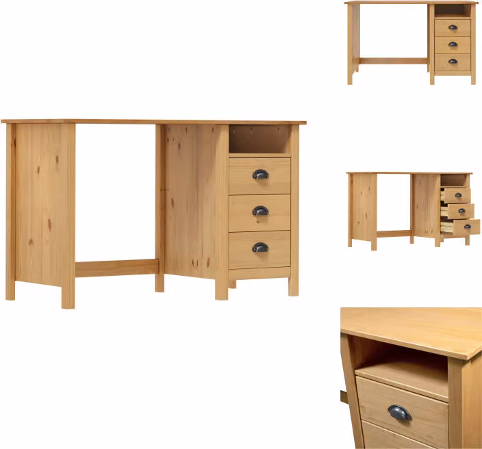 vidaXL Scrivania con 3 cassetti 120×50×74 cm in legno di pino - Scrivanie