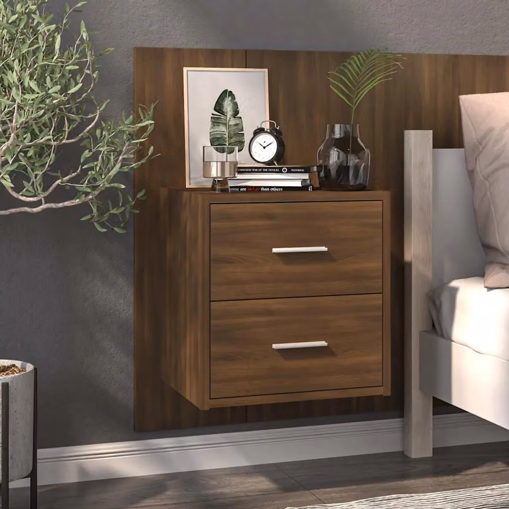 Comodino a muro vidaXL in legno Rovere Marrone