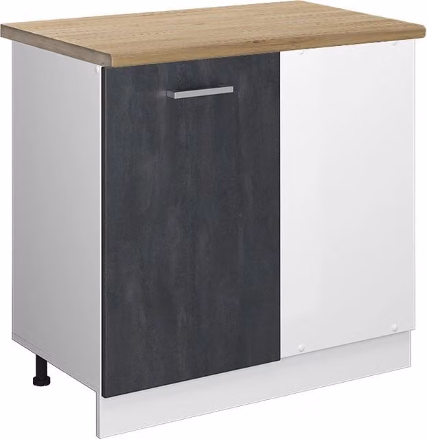 Mobile ad angolo cucina R-Line Calce nera/Bianco 86 cm PT Rovere Vicco